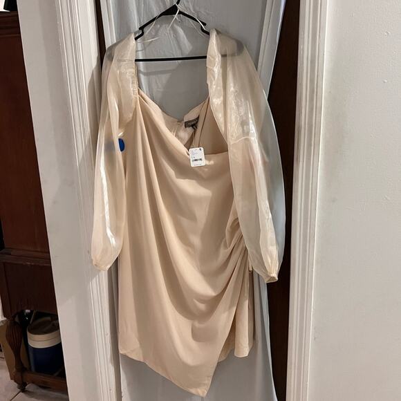 4 Si3nna ivory Sydney mini dress faux wrap ruched side wedding party size 1x - Picture 2 of 11